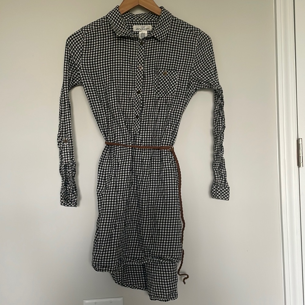 H&M LOGG Black gingham tunic Dress Sz 13/14 EUC